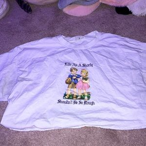 Women’s XL cute slogan crop top “shortys” tee